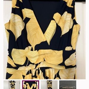Tommy Hilfiger Black and Yellow Leaf Print Dress